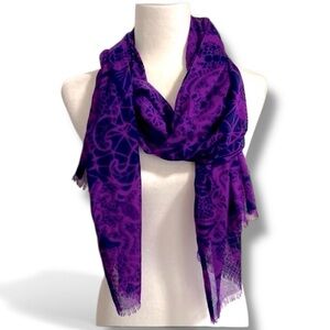 Anthropologie Purple Navy Whimsical Whimsigoth Paisley Bohemian Light Scarf